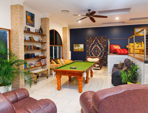 Pool table in the living area